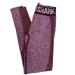 Gymshark low rise logo waist band maroon burgundy marl leggings